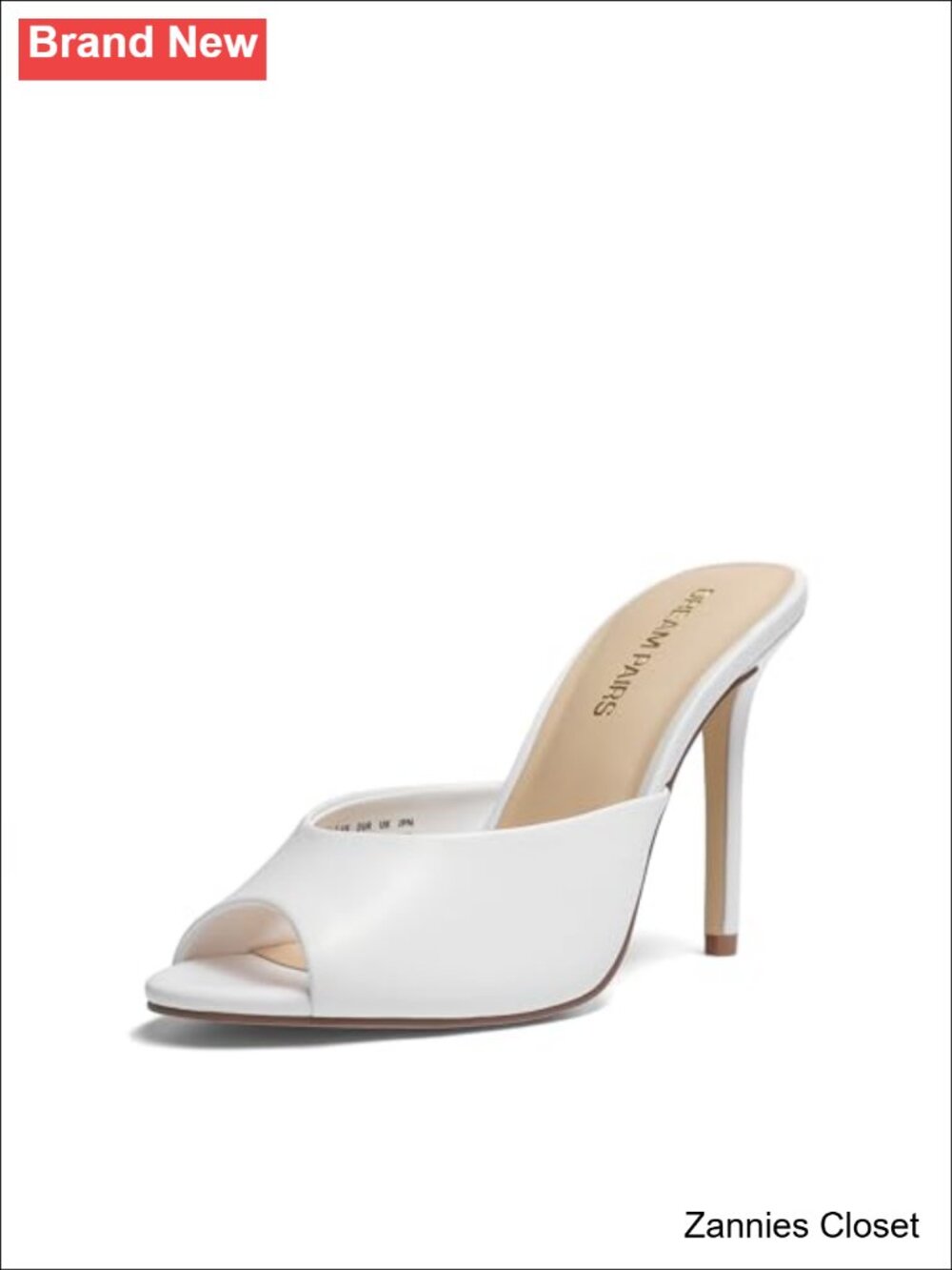 ✨DREAM PAIRS Women's Peep Toe Mule Heel Sandal Faux Leather Stiletto